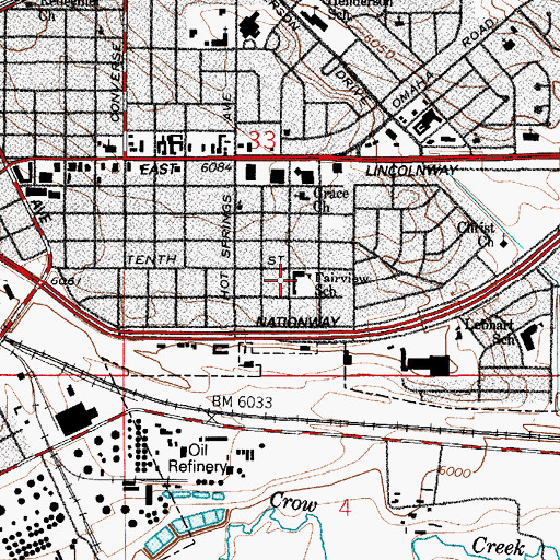 Topographic Map of Fairview Elementary School, WY