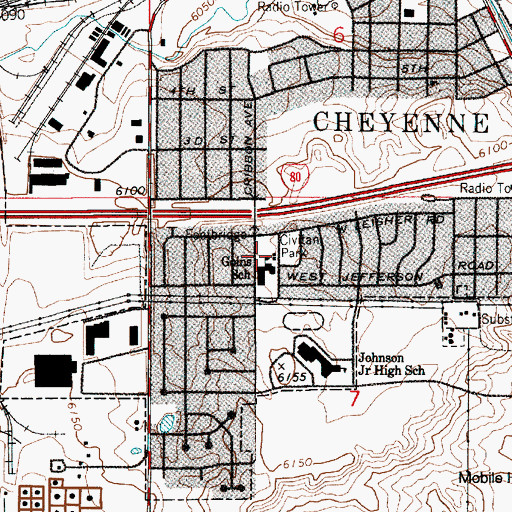 Topographic Map of Goins Elementary School, WY