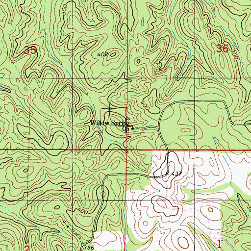 Topographic Map of Willow Springs Baptist Church, AL