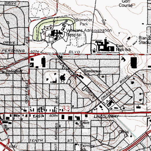 Topographic Map of Henderson Elementary School, WY