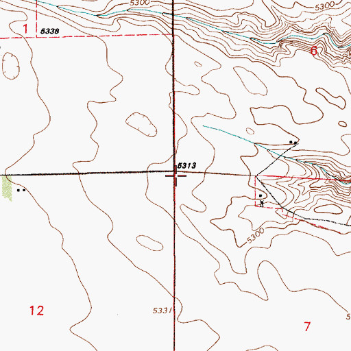 Topographic Map of Iowa Center Flats, WY