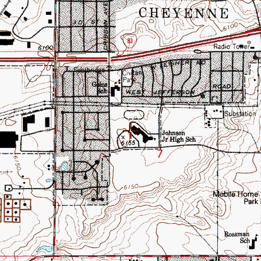 Topographic Map of Johnson Junior High School, WY