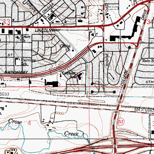 Topographic Map of Lebhart Elementary School, WY