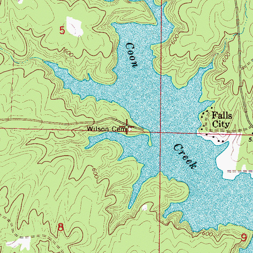 Topographic Map of Wilson-Tubbs Cemetery, AL