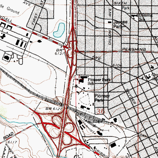 Topographic Map of Pioneer Park Elementary School, WY