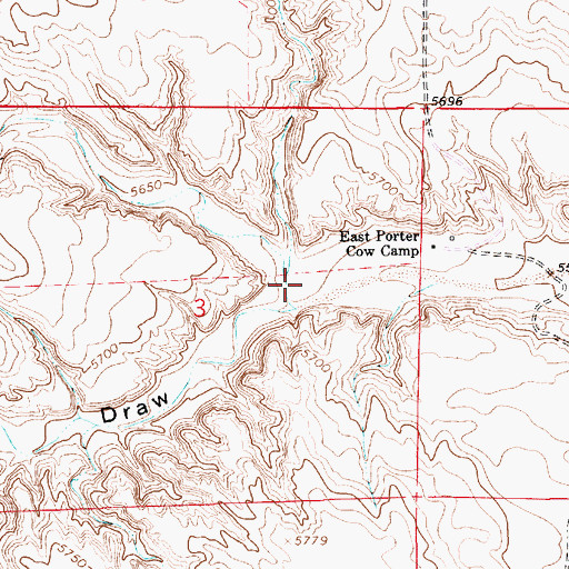Topographic Map of Porter Draw, WY