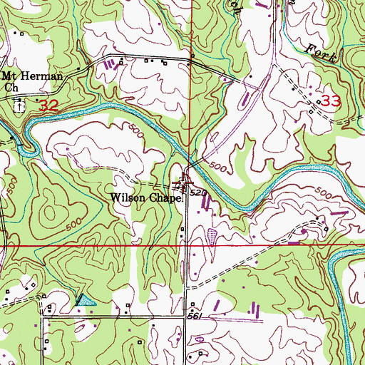 Topographic Map of Wilson Chapel, AL
