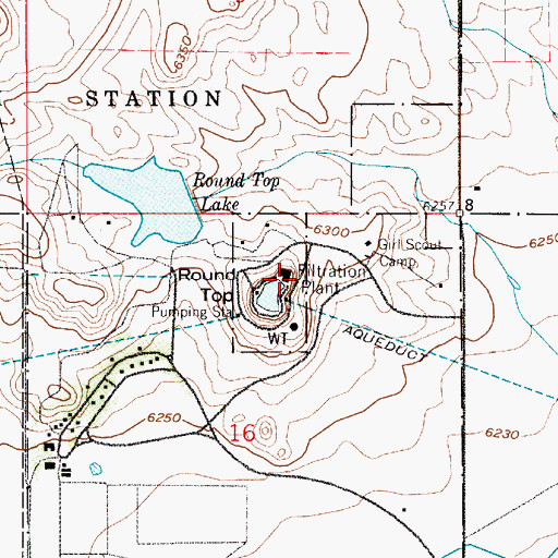 Topographic Map of Round Top, WY