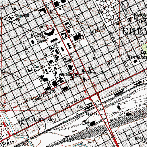 Topographic Map of Saint Marys Church, WY
