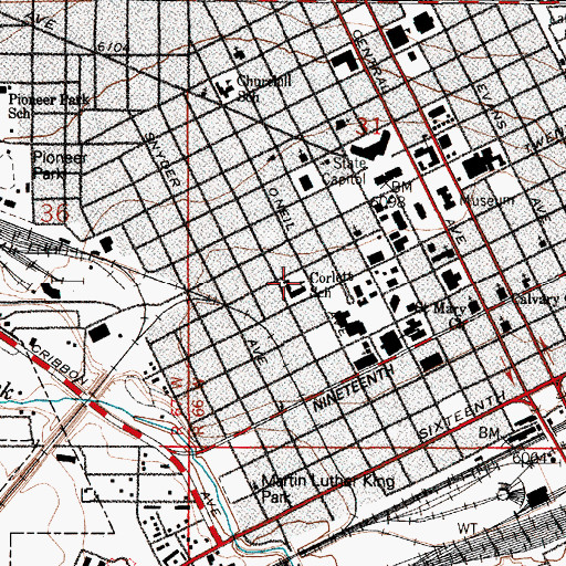 Topographic Map of Saint Mary's Catholic School, WY