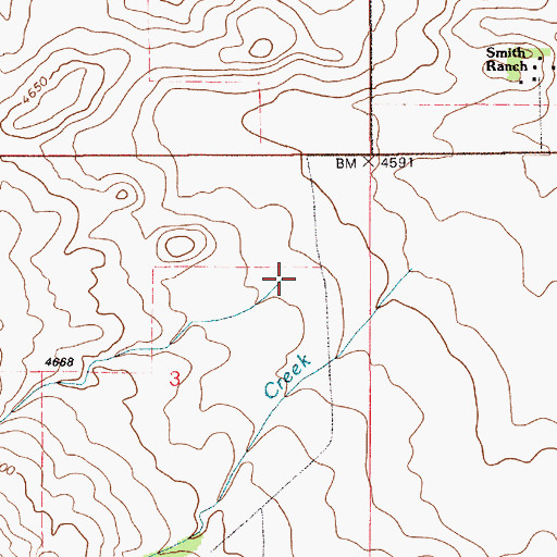 Topographic Map of Sam Moore Canyon, WY