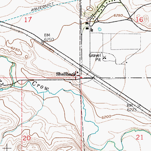 Topographic Map of Shellback, WY