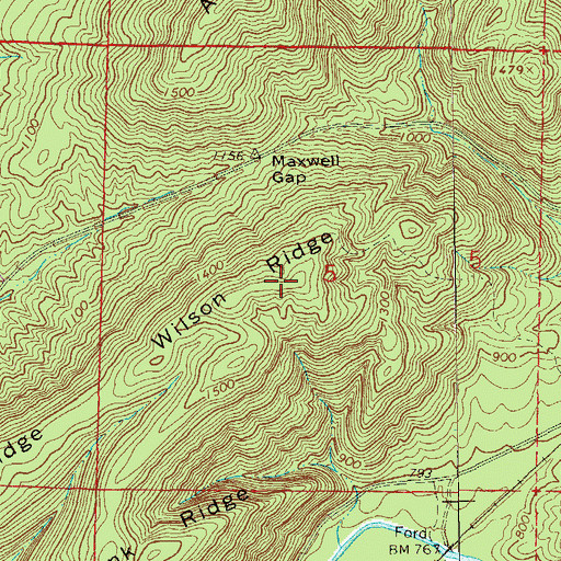 Topographic Map of Wilson Ridge, AL