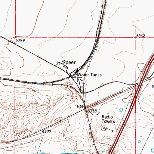 Topographic Map of Speer, WY