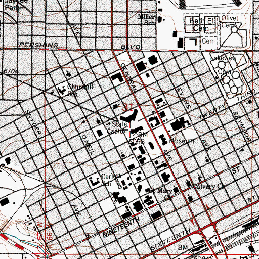 Topographic Map of Wyoming State Capitol, WY