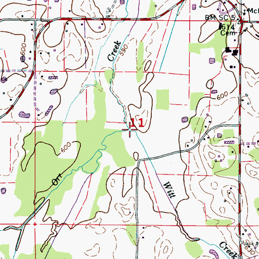 Topographic Map of Witt Creek, AL
