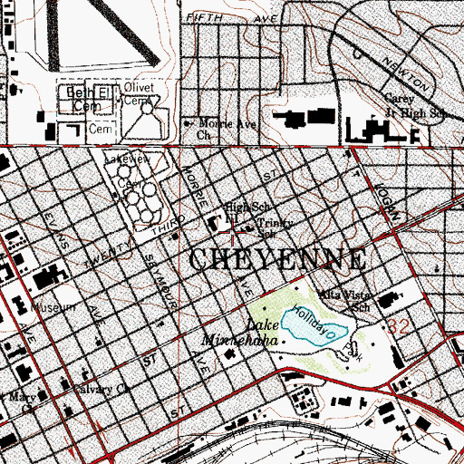 Topographic Map of Trinity Lutheran School, WY