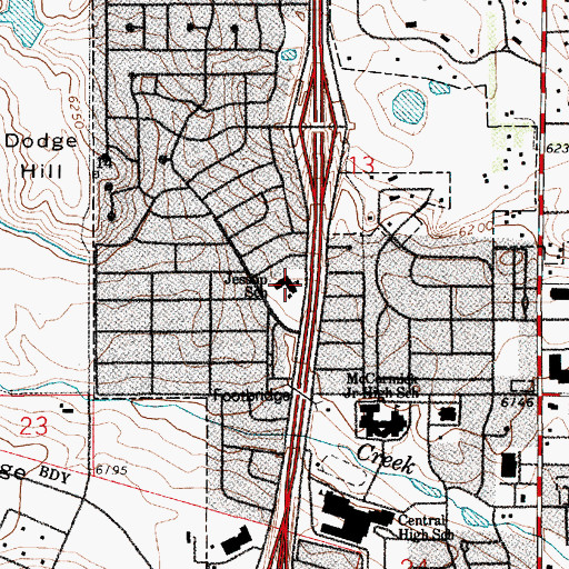 Topographic Map of Jessup Elementary School, WY