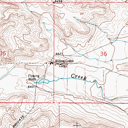 Topographic Map of Willow Creek Camp, WY