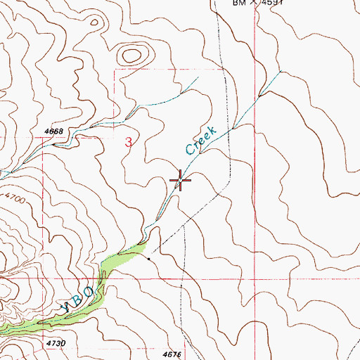 Topographic Map of YBO Canyon, WY