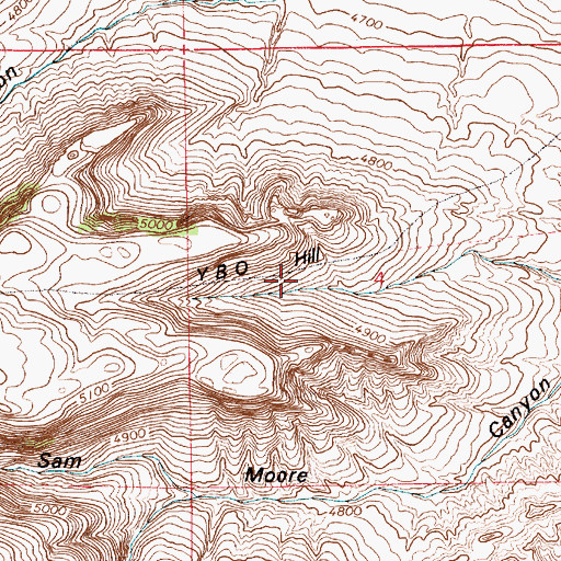 Topographic Map of YBO Hill, WY