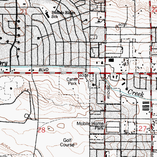 Topographic Map of Cahill Park, WY