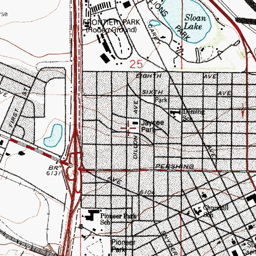 Topographic Map of Jaycee Park, WY