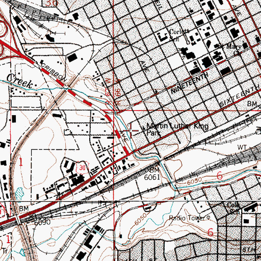 Topographic Map of Martin Luther King Park, WY