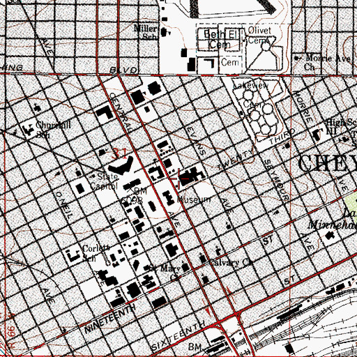 Topographic Map of Cheyenne Regional Medical Center, WY