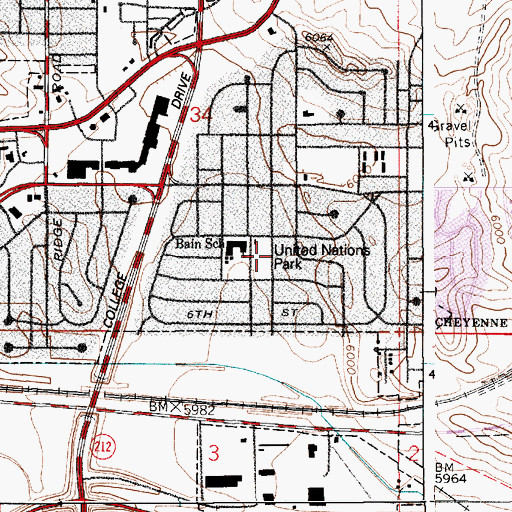 Topographic Map of United Nations Park, WY