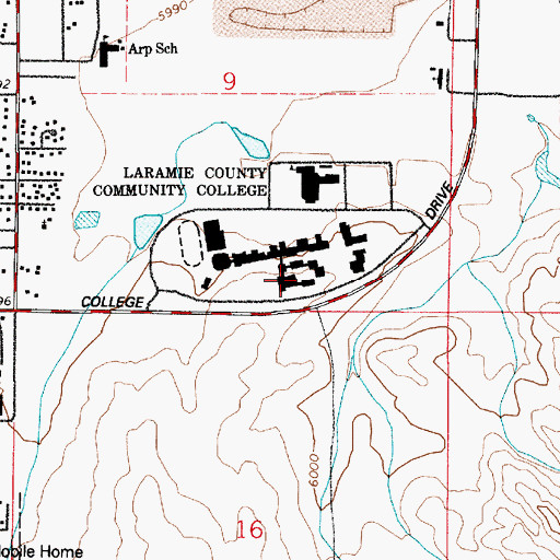 Topographic Map of Laramie County Community College, WY