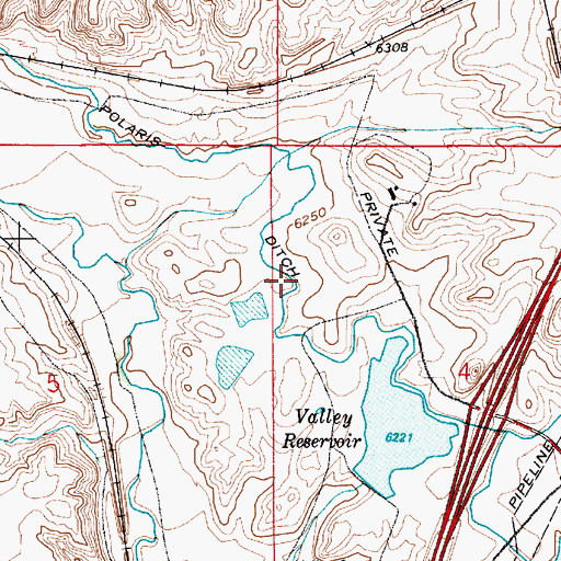 Topographic Map of Polaris Ditch, WY