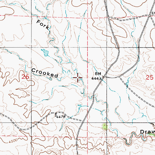 Topographic Map of North Fork Crooked Draw, WY