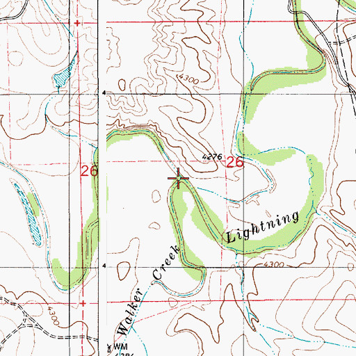 Topographic Map of Walker Creek, WY