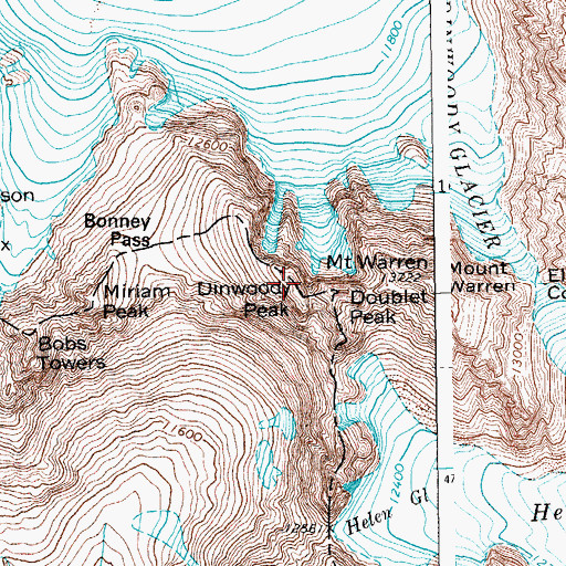 Topographic Map of Dinwoody Peak, WY