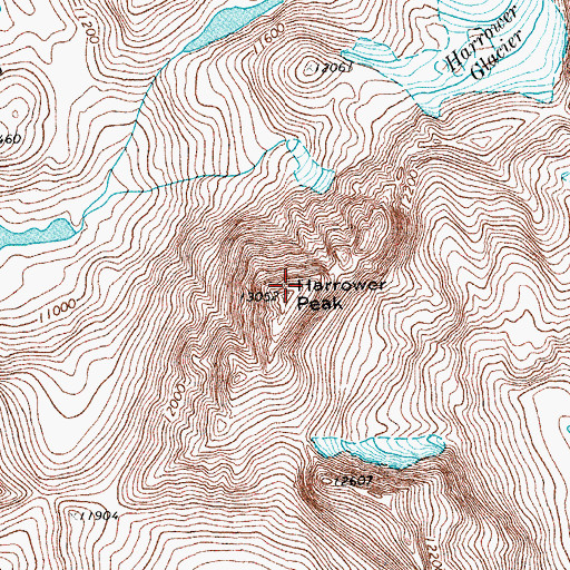 Topographic Map of Harrower Peak, WY