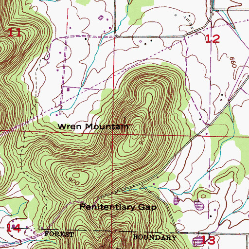 Topographic Map of Wren Mountain, AL