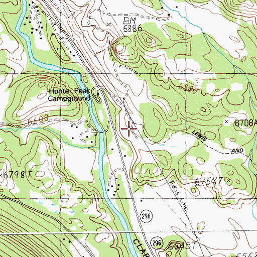 Topographic Map of Clarks Fork Trailhead, WY