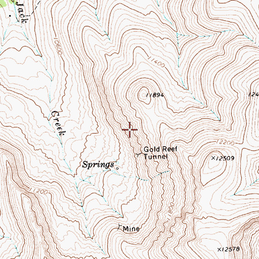 Topographic Map of Gold Reef Mining Region, WY