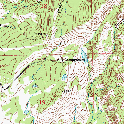 Topographic Map of Scab Creek Campground, WY