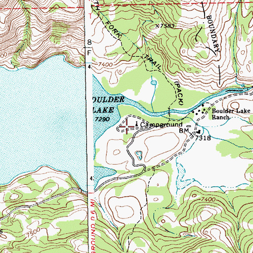 Topographic Map of Boulder Lake Campground, WY