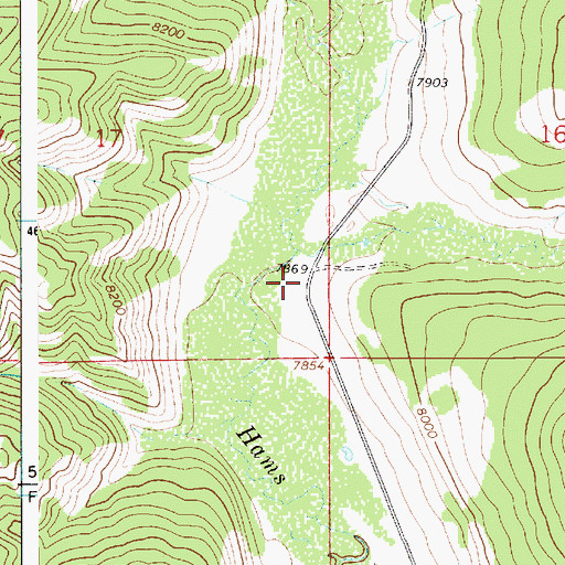 Topographic Map of Elk Creek Forest Service Station, WY