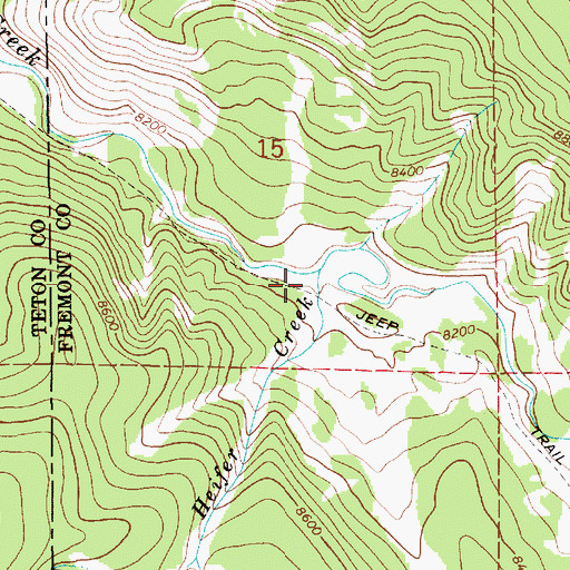 Topographic Map of South Fork Fish Creek Trail, WY