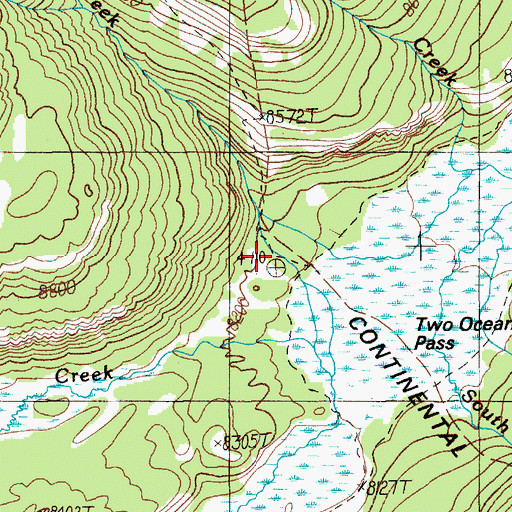 Topographic Map of Parting of the Waters Natural Landmark, WY