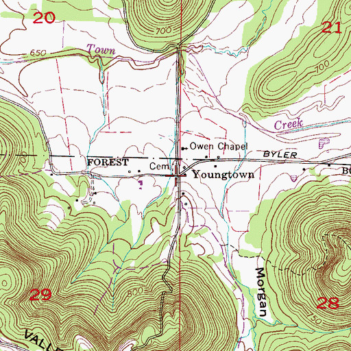 Topographic Map of Youngtown, AL