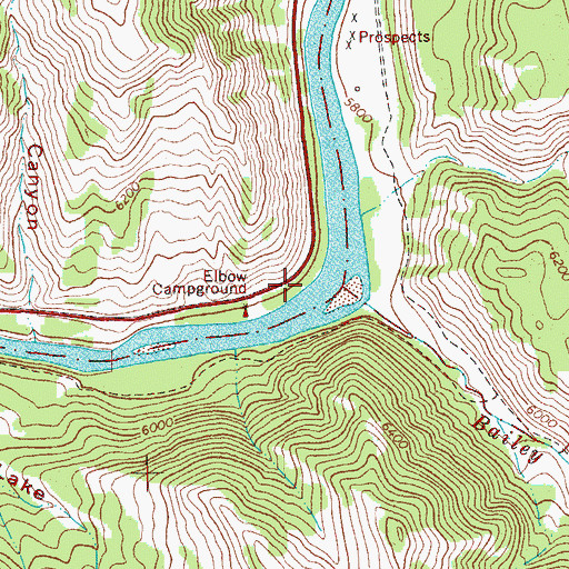 Topographic Map of East Elbow Campground, WY
