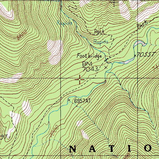 Topographic Map of Pahaska Sunlight Trail, WY