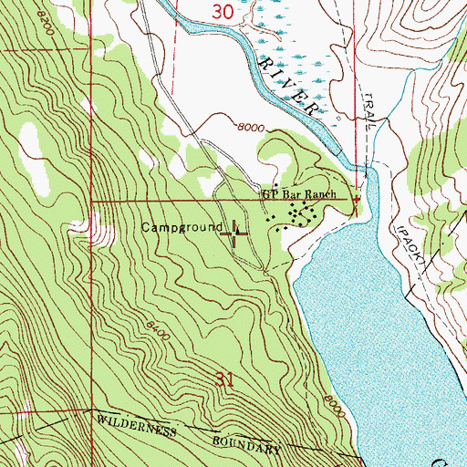 Topographic Map of Green River Lake Campground, WY