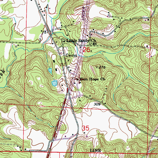 Topographic Map of Zion Hope Church, AL