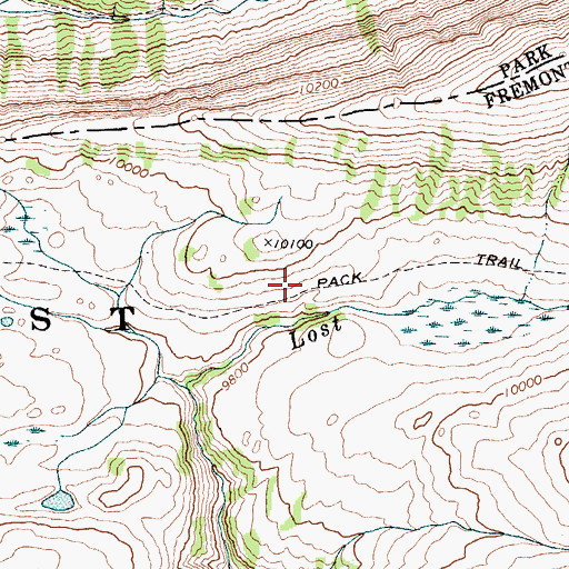Topographic Map of Marston Pass Trail, WY